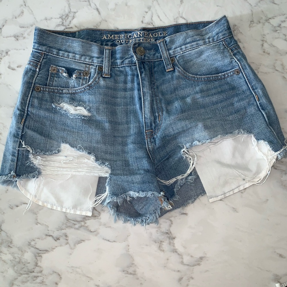American Eagle distressed high waisted shorts